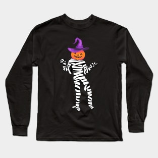 Mummy with pumpkin face Long Sleeve T-Shirt